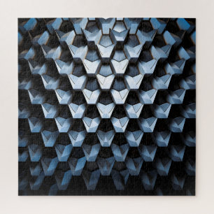 Futuristische abstrakte blaue geometrische Metallo Puzzle