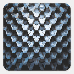 Futuristische abstrakte blaue geometrische Metallo Quadratischer Aufkleber