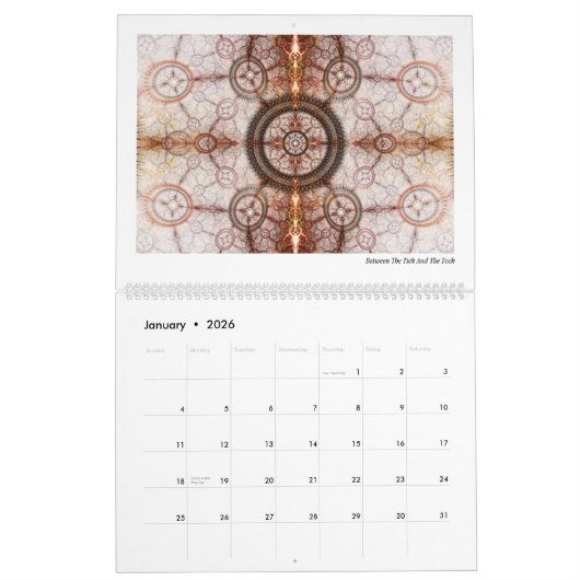 Futuristische Abstrakte Fraktal 2026 Kalender (Jan 2026)