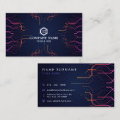 Futuristische Abstrakte Linien Dunkle moderne Tech Visitenkarte (Vorne/Hinten)