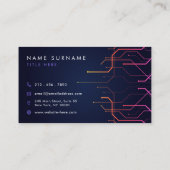 Futuristische Abstrakte Linien Dunkle moderne Tech Visitenkarte (Rückseite)