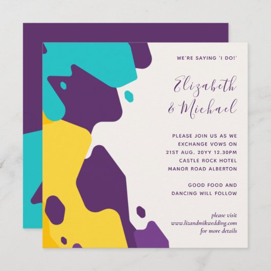 Futuristische Abstrakte Maroon Aquamarin Wedding I (Vorne/Hinten)