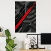 Futuristische abstrakte Rot-Schwarz Poster (Heimbüro)