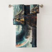 Futuristische Alien Planet Portal mit Magic Gate Badhandtuch Set (Insitu)