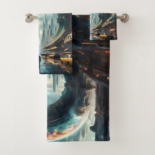 Futuristische Alien Planet Portal mit Magic Gate Badhandtuch Set (Insitu)