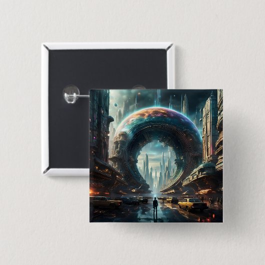 Futuristische Alien Planet Portal mit Magic Gate Button (Vorne & Hinten)