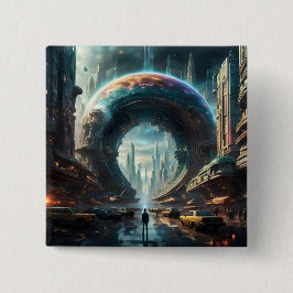 Futuristische Alien Planet Portal mit Magic Gate Button
