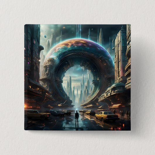 Futuristische Alien Planet Portal mit Magic Gate Button (Vorderseite)