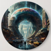 Futuristische Alien Planet Portal mit Magic Gate Button (Vorderseite)
