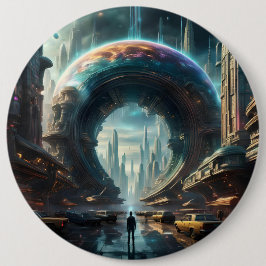Futuristische Alien Planet Portal mit Magic Gate Button