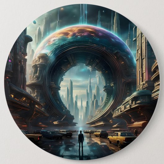 Futuristische Alien Planet Portal mit Magic Gate Button (Vorderseite)