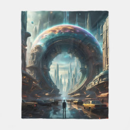 Futuristische Alien Planet Portal mit Magic Gate Fleecedecke