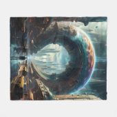Futuristische Alien Planet Portal mit Magic Gate Fleecedecke (Vorderseite (Horizontal))