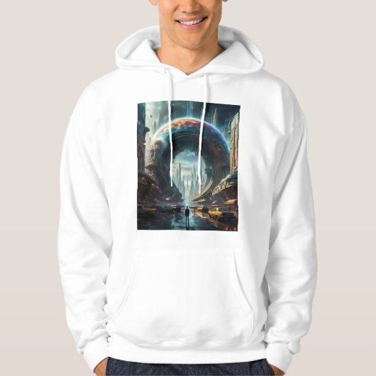 Futuristische Alien Planet Portal mit Magic Gate Hoodie (Vorderseite)