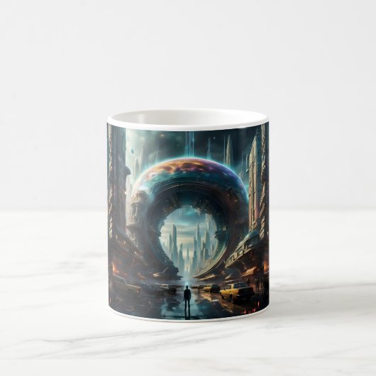 Futuristische Alien Planet Portal mit Magic Gate Kaffeetasse (Mittel)