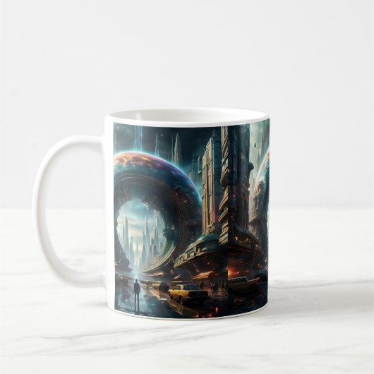 Futuristische Alien Planet Portal mit Magic Gate Kaffeetasse (Links)