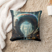 Futuristische Alien Planet Portal mit Magic Gate Kissen (Decke)