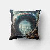 Futuristische Alien Planet Portal mit Magic Gate Kissen (Rückseite)