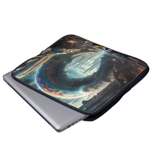 Futuristische Alien Planet Portal mit Magic Gate Laptopschutzhülle (Vorne Knopf)