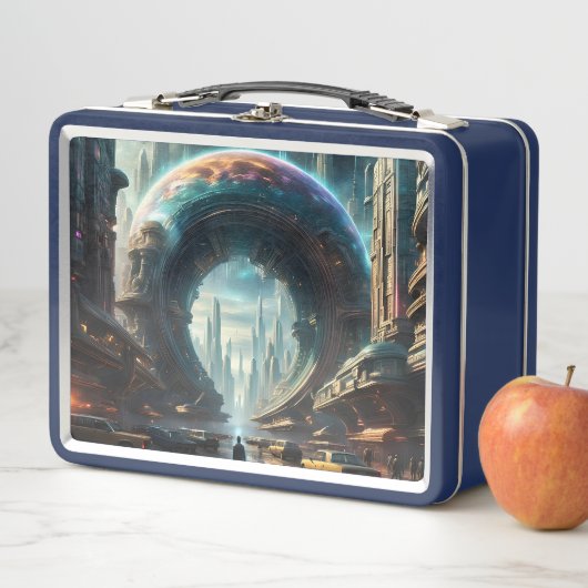 Futuristische Alien Planet Portal mit Magic Gate Metall Brotdose (Beispiel)