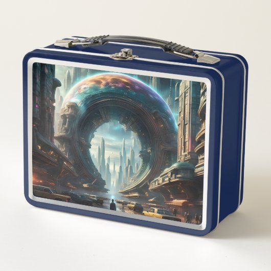 Futuristische Alien Planet Portal mit Magic Gate Metall Brotdose (Vorderseite)