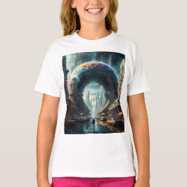 Futuristische Alien Planet Portal mit Magic Gate T-Shirt