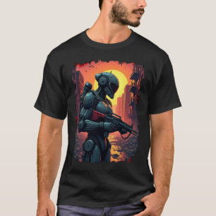 Futuristische Apokalypse Cyborg Wasteland T-Shirt