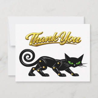 Futuristische atomare Steampunk-Schwarze Katze Dan Dankeskarte