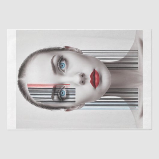 Futuristische Bar codierte Frau Seidenpapier (Vorderseite)