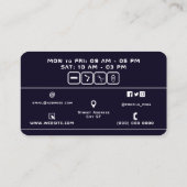 Futuristische Barbier und Friseur indigo Visitenkarte (Rückseite)