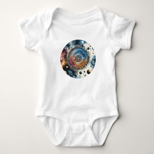 Futuristische Batik Kosmic Art - Space Design Baby Strampler (Vorderseite)