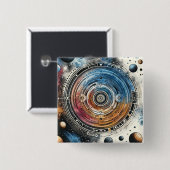 Futuristische Batik Kosmic Art - Space Design Button (Vorne & Hinten)