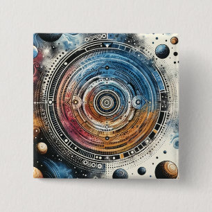 Futuristische Batik Kosmic Art - Space Design Button