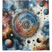 Futuristische Batik Kosmic Art - Space Design Duschvorhang (Vorderseite)