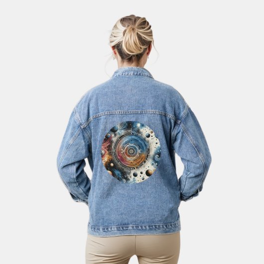 Futuristische Batik Kosmic Art - Space Design Jeansjacke (Modell)