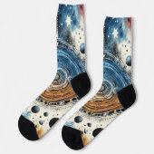 Futuristische Batik Kosmic Art - Space Design Socken (Linkes Detail)