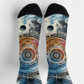 Futuristische Batik Kosmic Art - Space Design Socken (Oben)