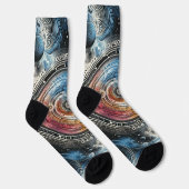 Futuristische Batik Kosmic Art - Space Design Socken (Rechts)