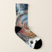 Futuristische Batik Kosmic Art - Space Design Socken (Rechts - Außen)