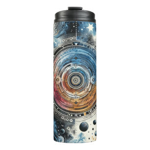 Futuristische Batik Kosmic Art - Space Design Thermosbecher