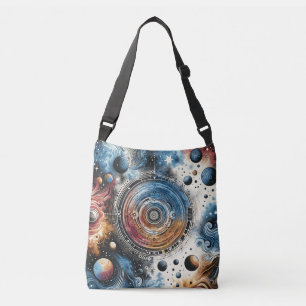 Futuristische Batik Kosmic Art - Space Design Tragetaschen Mit Langen Trägern