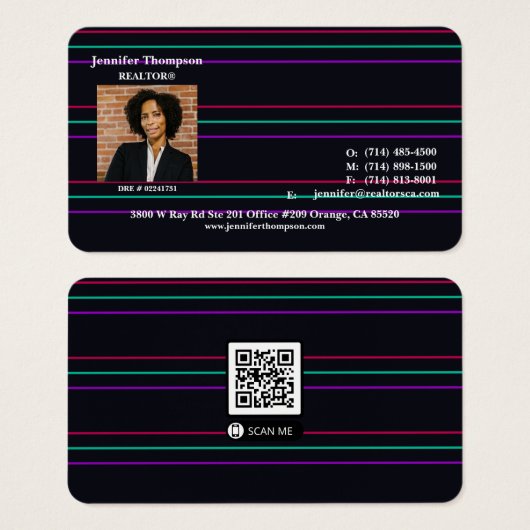 Futuristische Black Business Card mit Neon Lines (Vorne & Hinten)