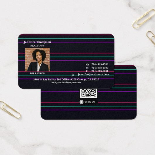 Futuristische Black Business Card mit Neon Lines (Büro)