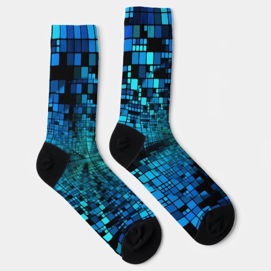 Futuristische Blue Pixel Matrix Socken (Rechts)