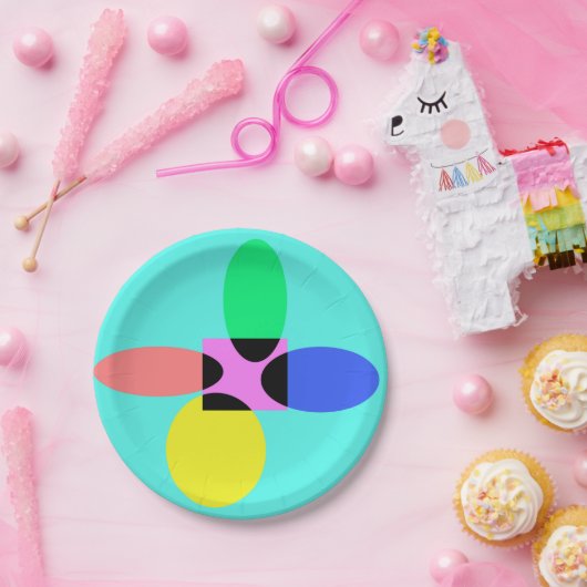 Futuristische Blume Pappteller (Party)