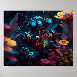 Futuristische Blume Robot Poster