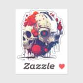 Futuristische Blumenschädel und Roboterfusion Aufkleber (Blatt)