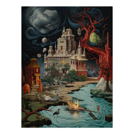 Futuristische Burg Adventure Cyber World Poster