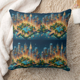 Futuristische Central Park Night Throw Kissen Desi