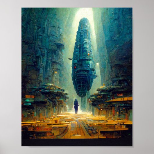 Futuristische City Science Fiction Art Poster (Vorne)
